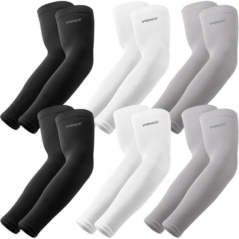 YQXCC 6 Pairs Arm Sleeves, Cooling UV Sun Protection Sports Compression Sleeves for Men Women, Golf Basketball Arm Sleeves - Image 1